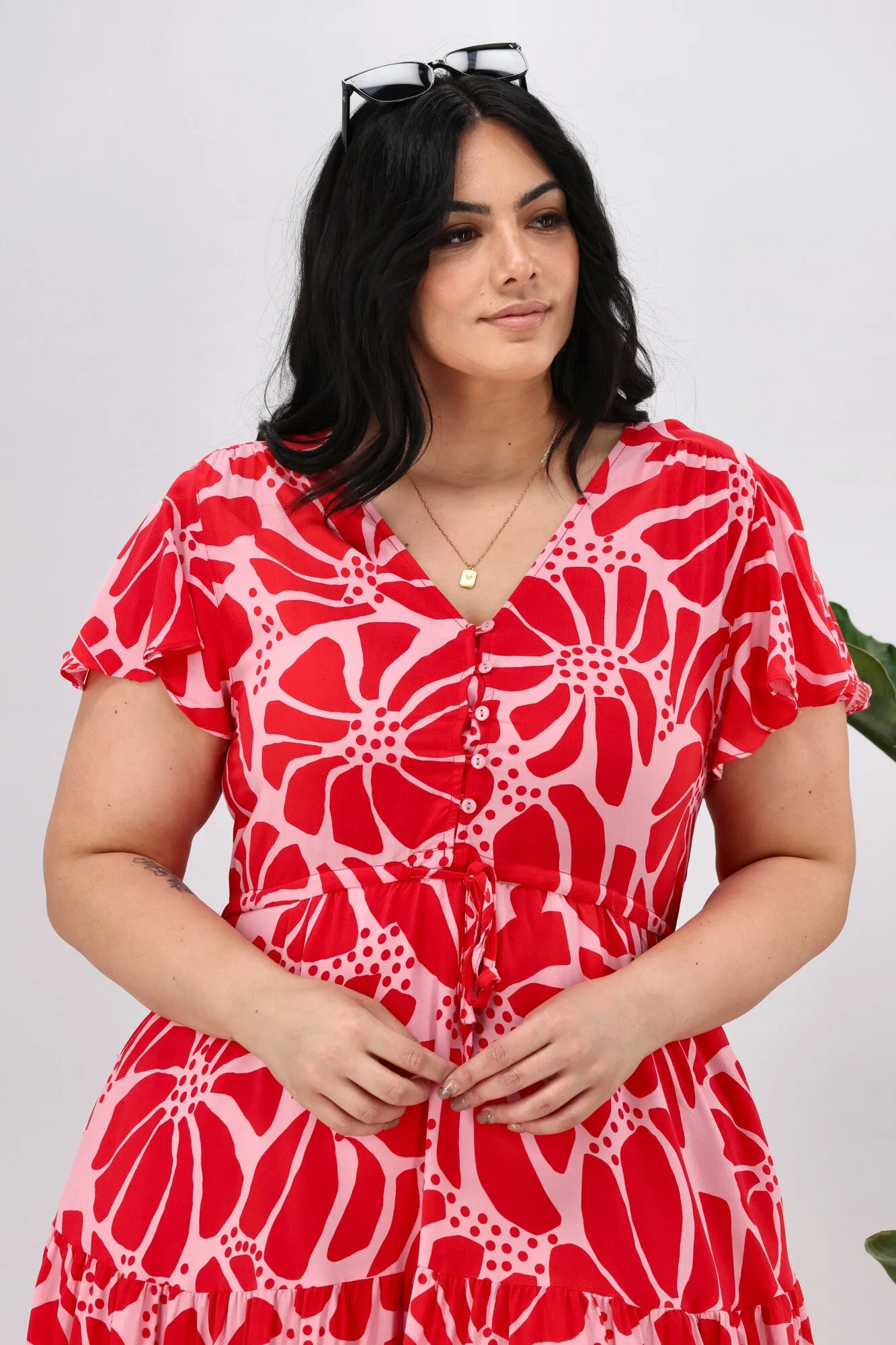 Boho Australia Cerise Dress Red Print