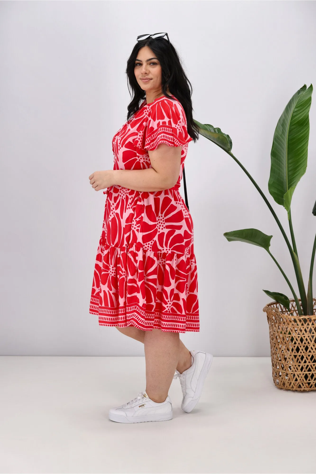 Boho Australia Cerise Dress Red Print