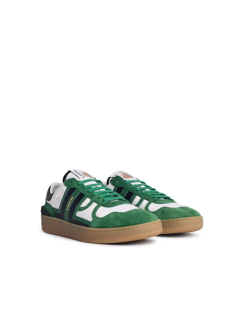 'Clay' Green Leather Blend Sneakers