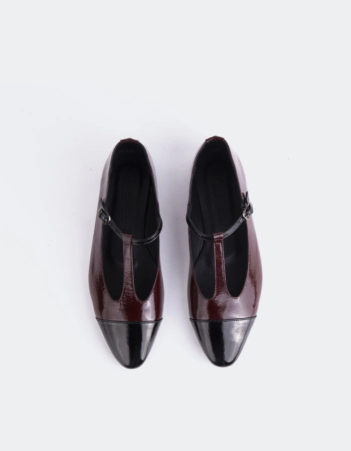 Elara Burgundy Black Patent