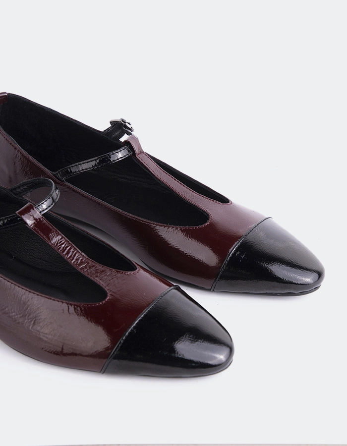 Elara Burgundy Black Patent