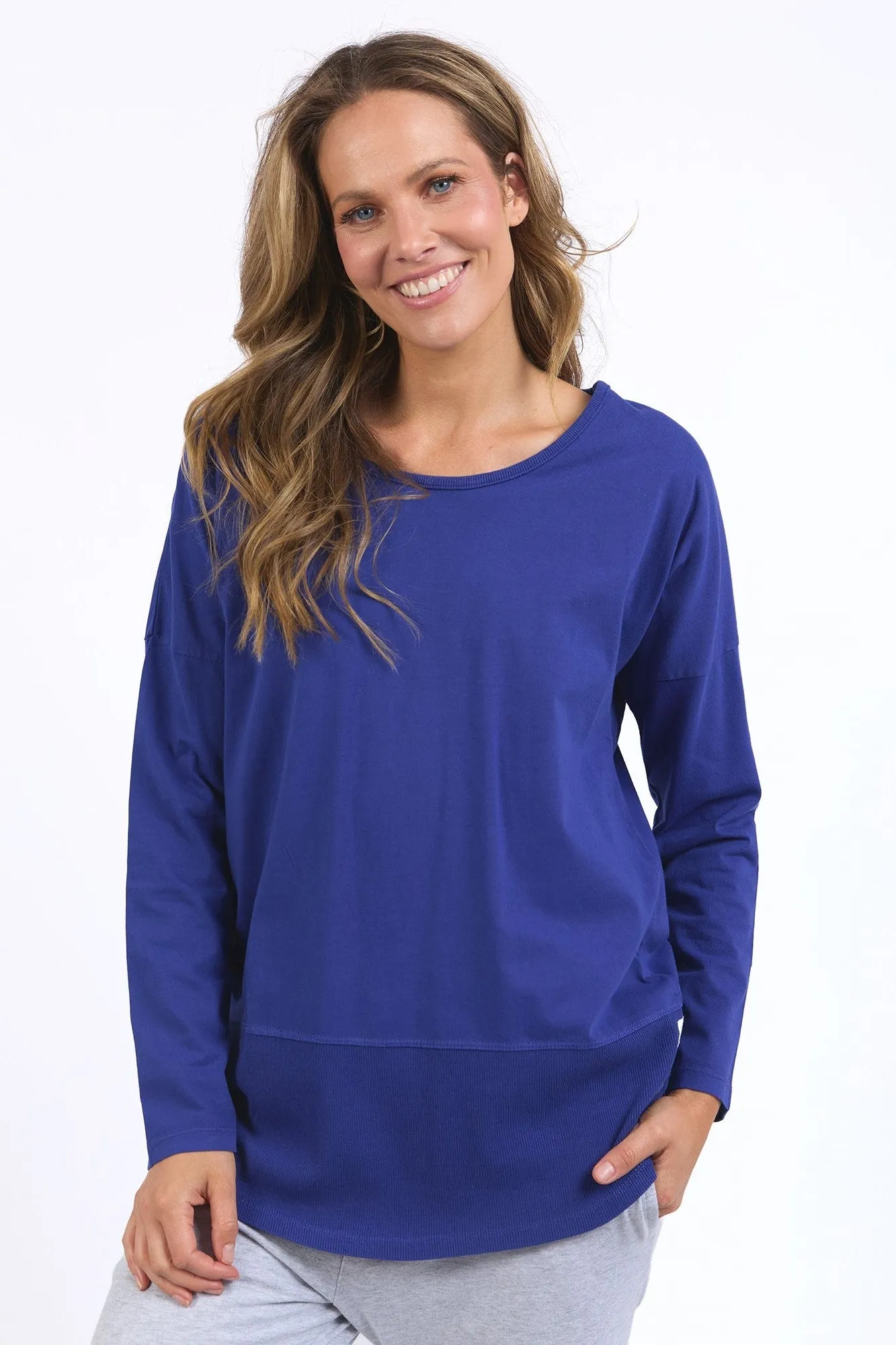Elm Rib L/S Tee Deep Blue