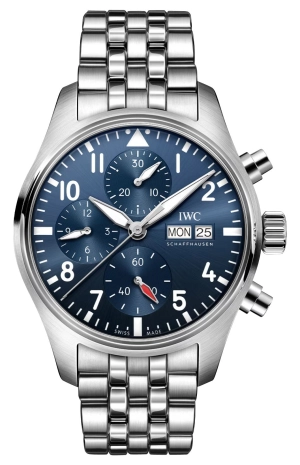 IWC Pilot's Automatic Chronograph Stainless Steel Blue Dial Day/Date Mens Watch IW388102