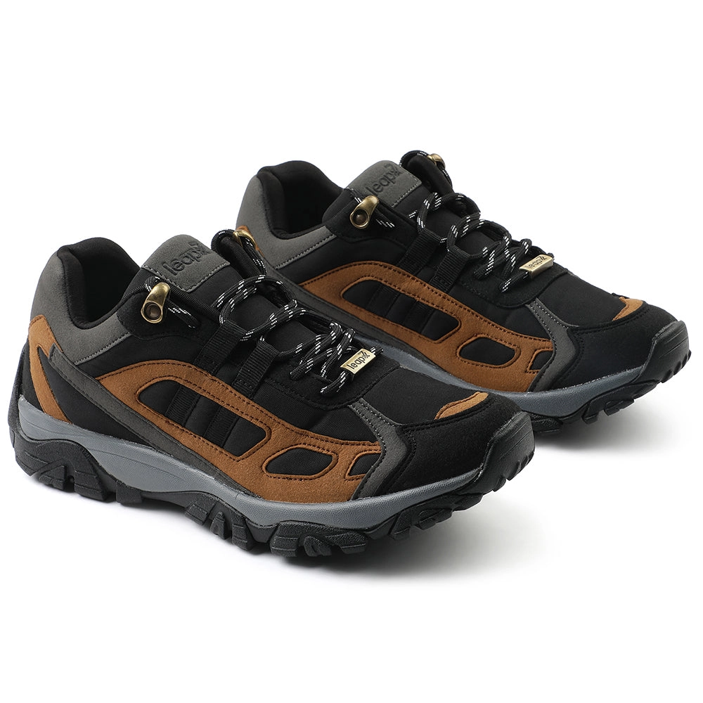 Leap7x Black Sports Lacing Running Shoes For Men EAST-1 By Liberty