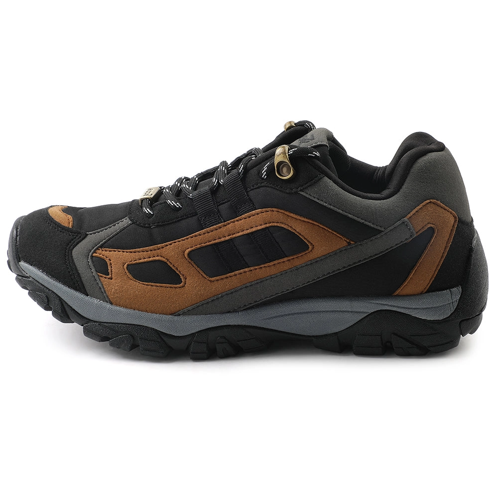 Leap7x Black Sports Lacing Running Shoes For Men EAST-1 By Liberty