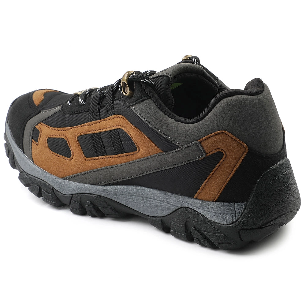 Leap7x Black Sports Lacing Running Shoes For Men EAST-1 By Liberty