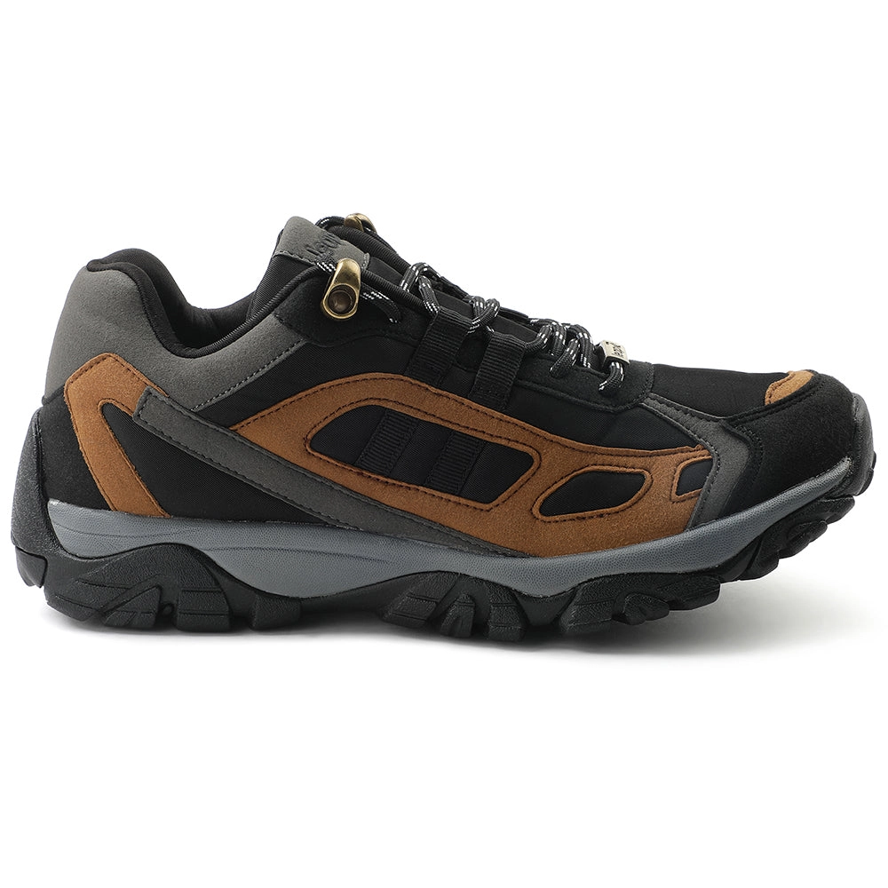 Leap7x Black Sports Lacing Running Shoes For Men EAST-1 By Liberty