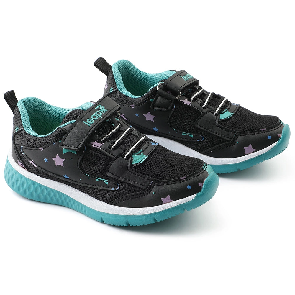 Leap7x Black Sports Non Lacing Walking Shoes For Kids JAMIE-51V By Liberty