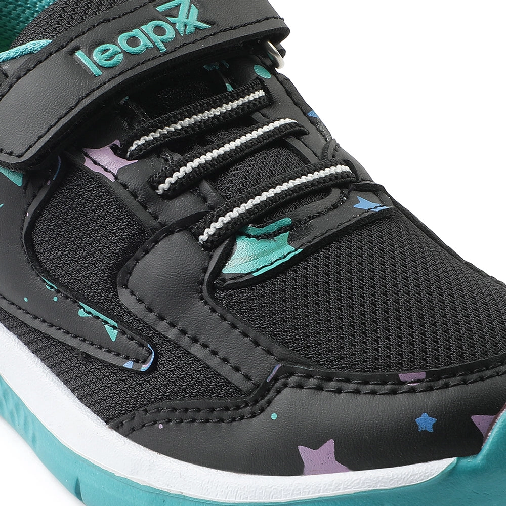 Leap7x Black Sports Non Lacing Walking Shoes For Kids JAMIE-51V By Liberty