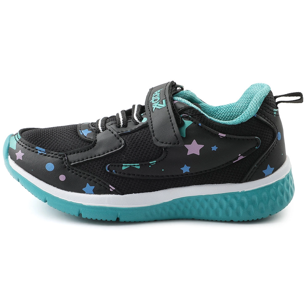 Leap7x Black Sports Non Lacing Walking Shoes For Kids JAMIE-51V By Liberty