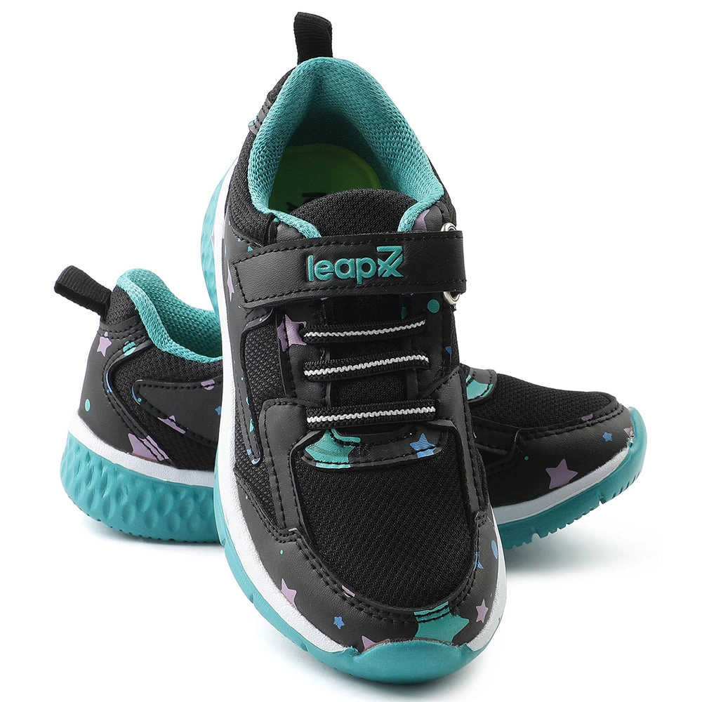 Leap7x Black Sports Non Lacing Walking Shoes For Kids JAMIE-51V By Liberty