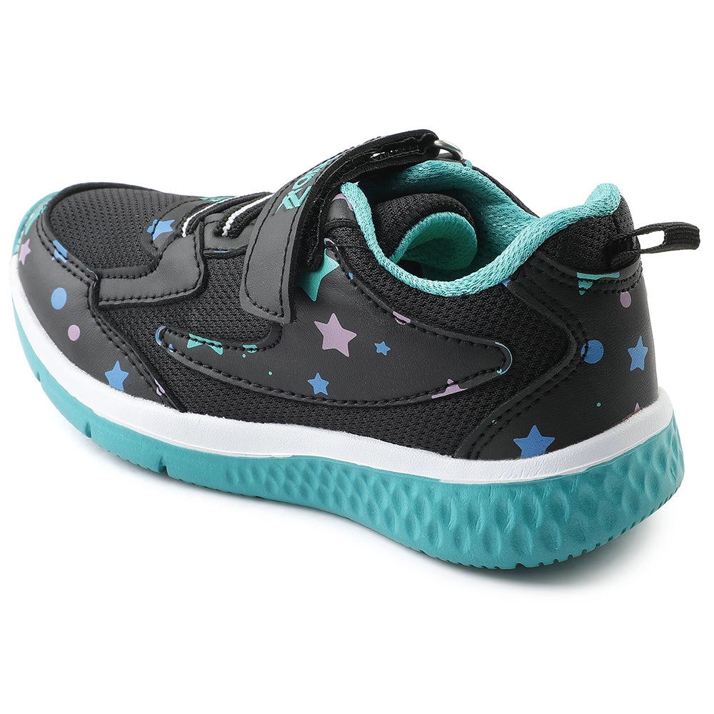 Leap7x Black Sports Non Lacing Walking Shoes For Kids JAMIE-51V By Liberty
