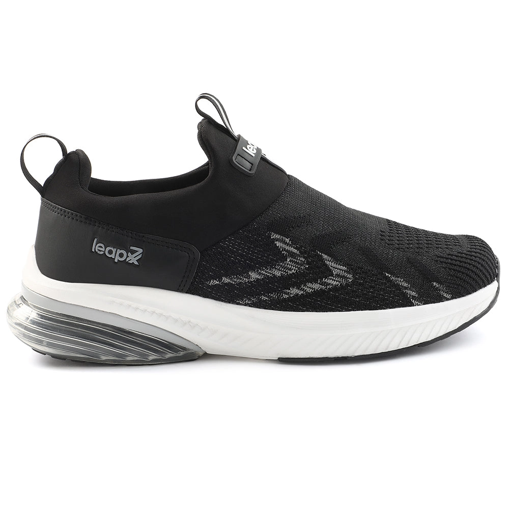 Leap7x Black Sports Non Lacing Walking Shoes For Men BRISK-24 By Liberty