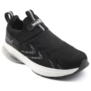 Leap7x Black Sports Non Lacing Walking Shoes For Men BRISK-24 By Liberty