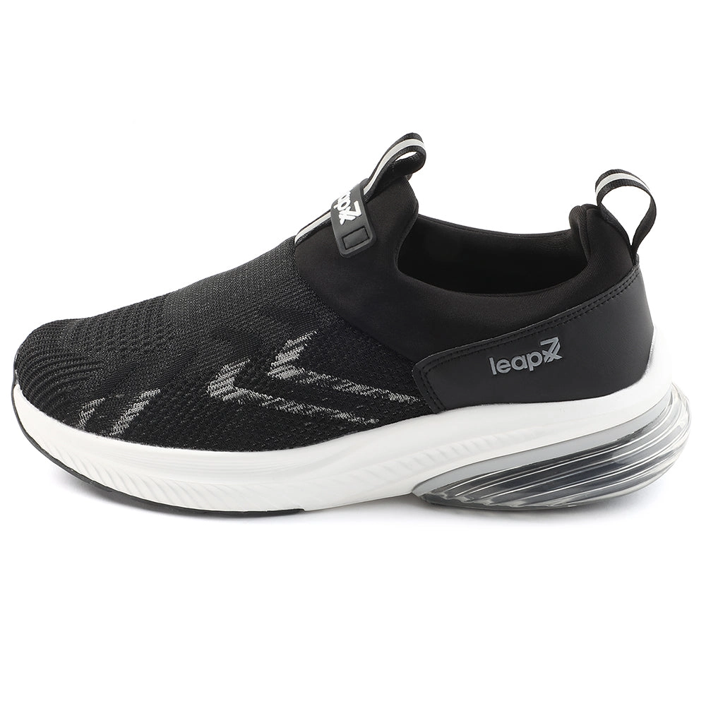 Leap7x Black Sports Non Lacing Walking Shoes For Men BRISK-24 By Liberty