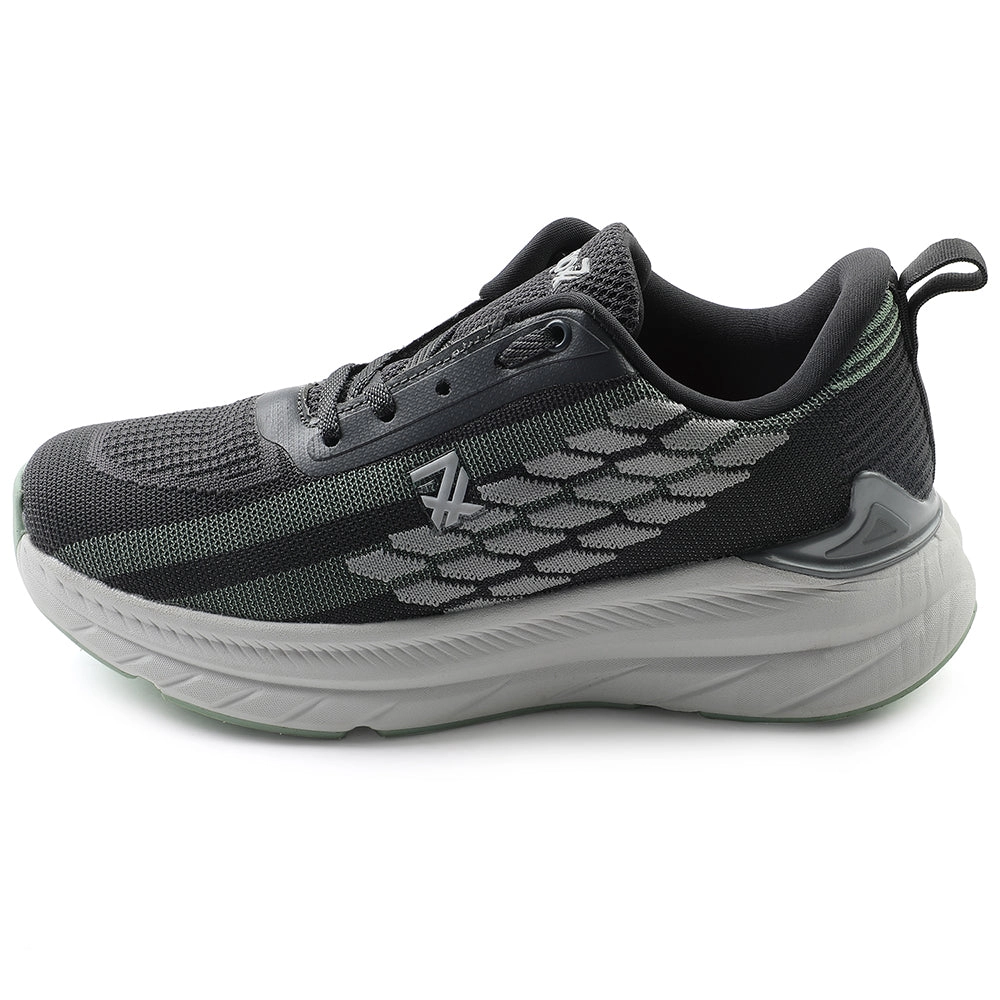 Leap7x Dark Grey Lacing Sports Walking Shoes For Kids OUTER-01 By Liberty