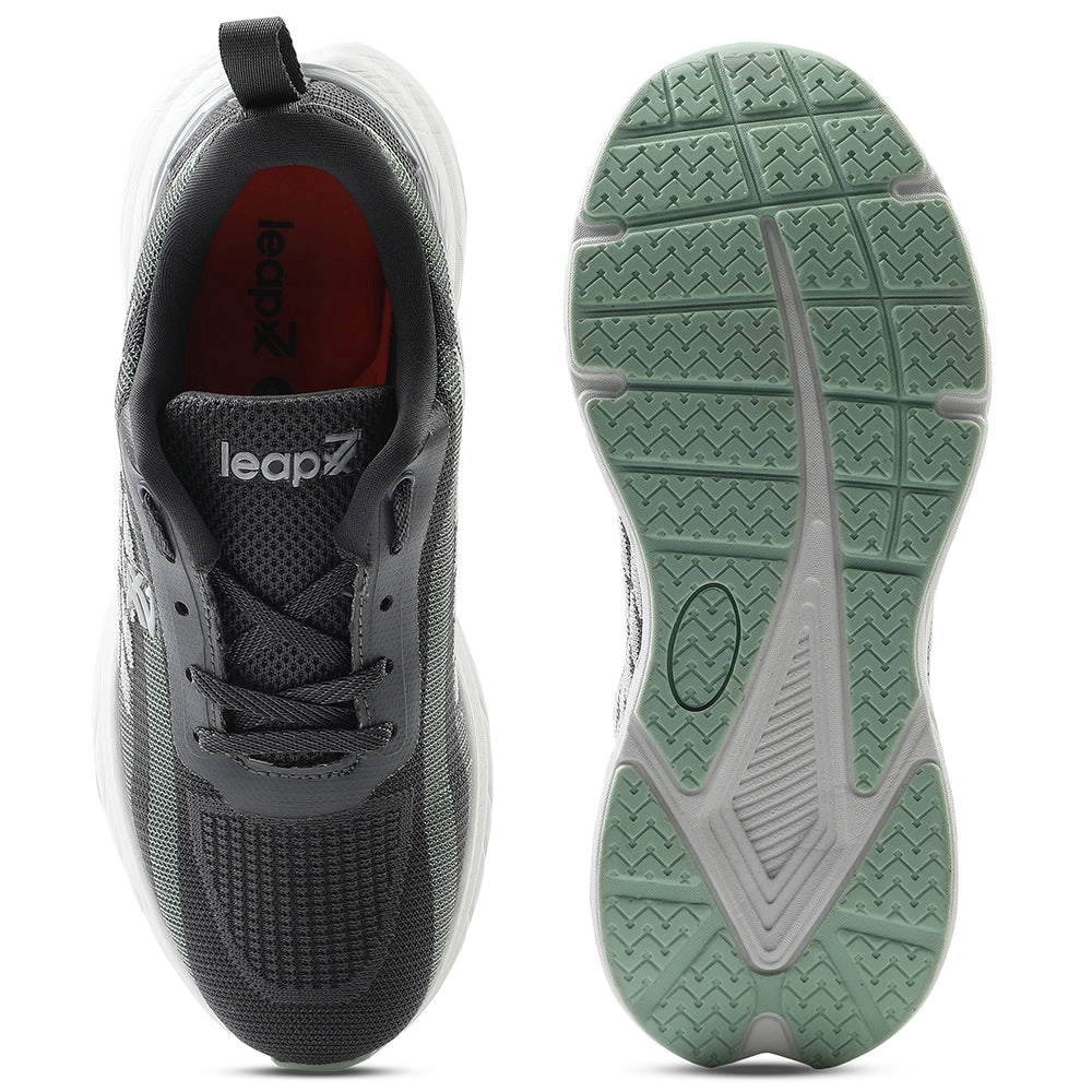 Leap7x Dark Grey Lacing Sports Walking Shoes For Kids OUTER-01 By Liberty