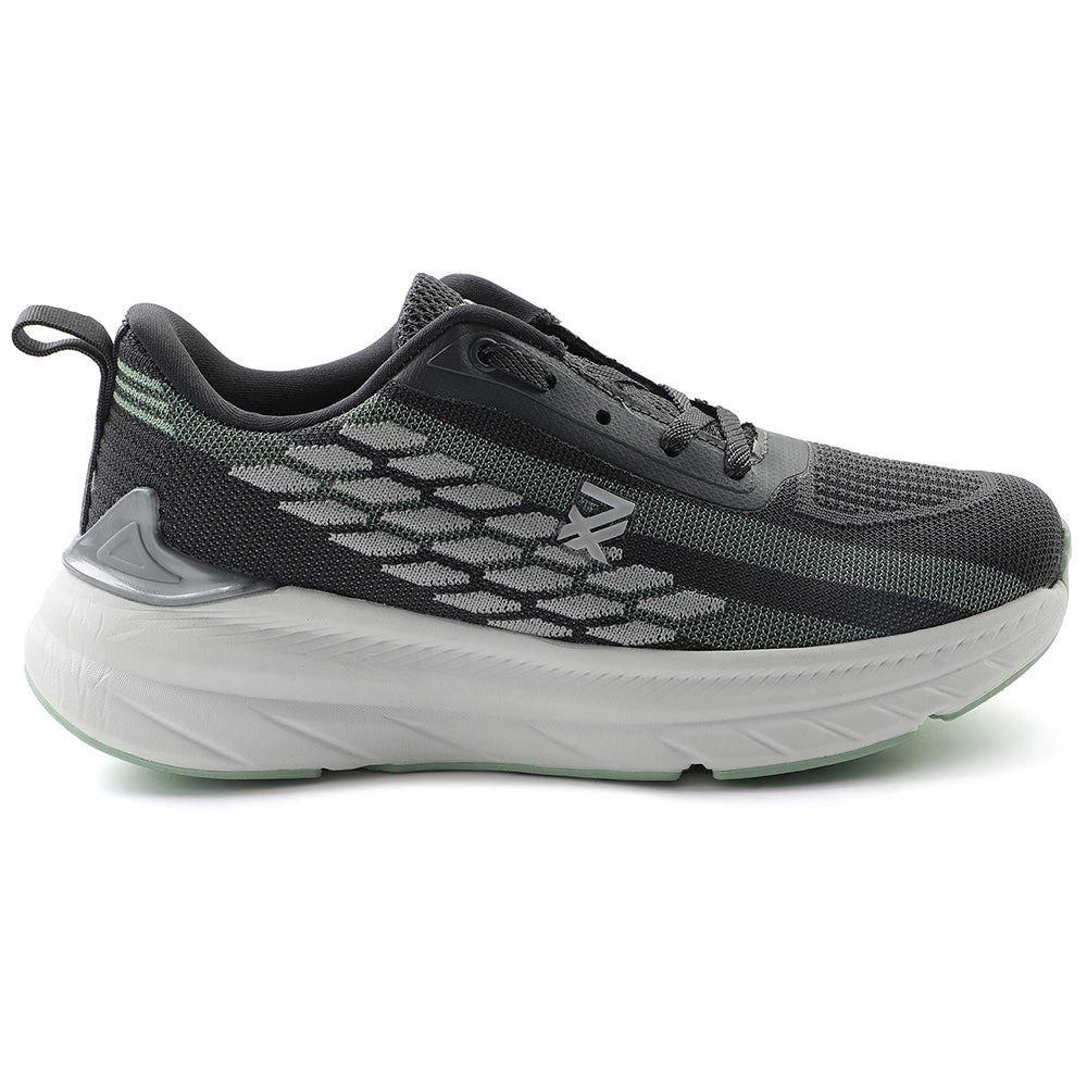 Leap7x Dark Grey Lacing Sports Walking Shoes For Kids OUTER-01 By Liberty