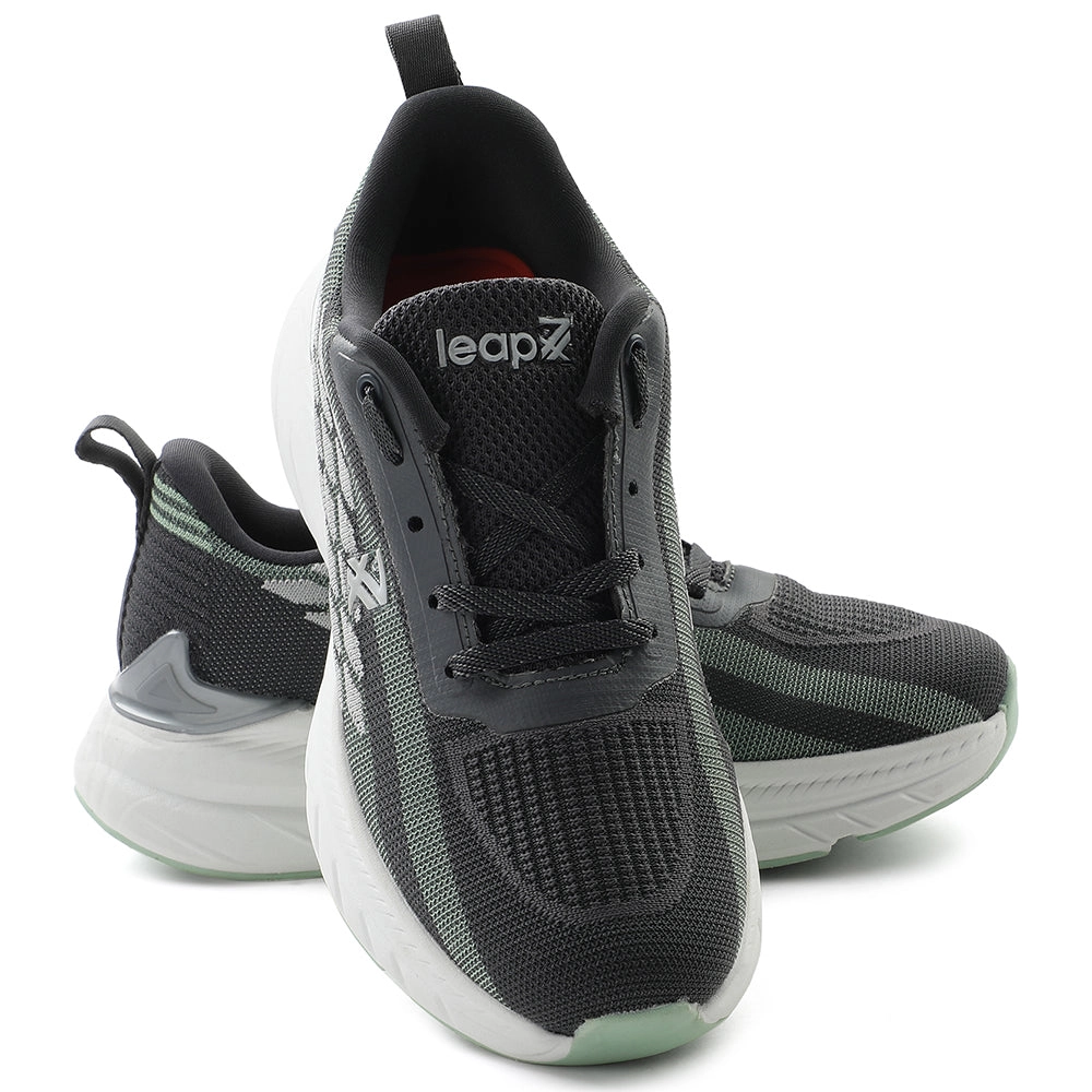 Leap7x Dark Grey Lacing Sports Walking Shoes For Kids OUTER-01 By Liberty