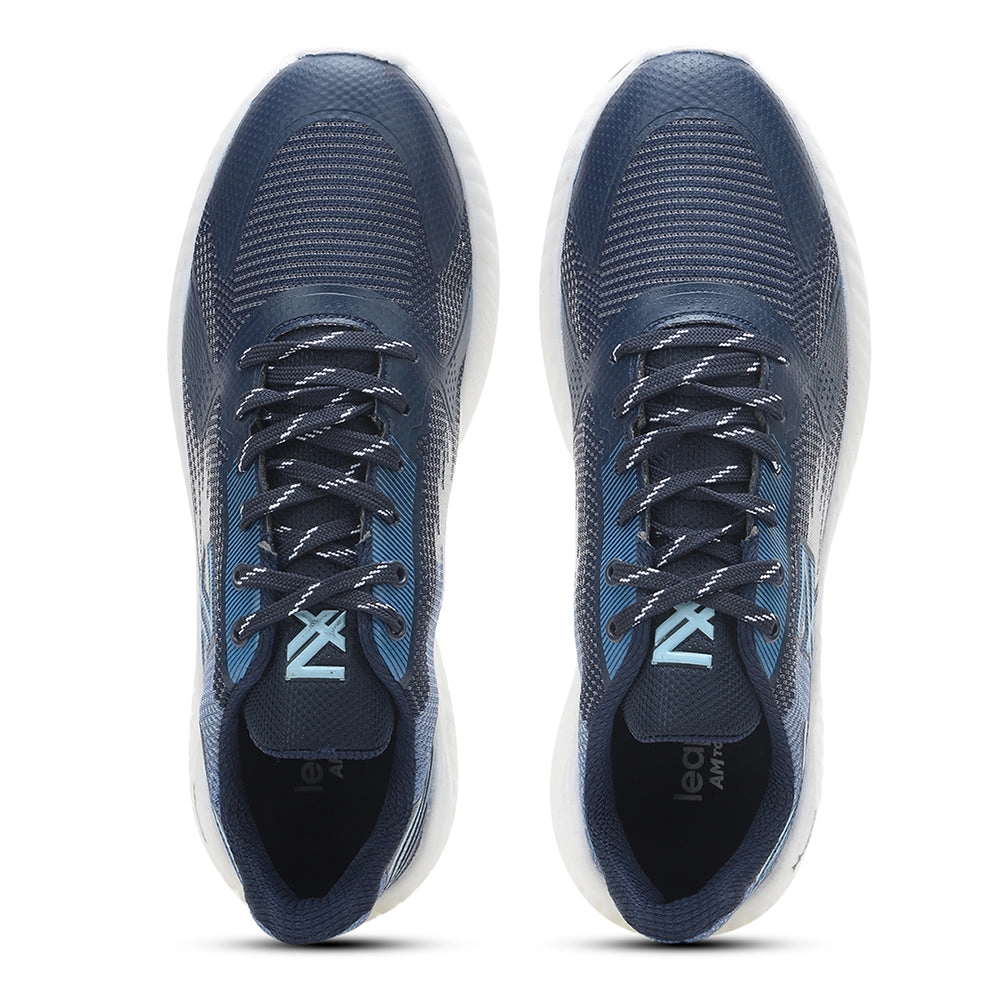 Leap7x Navy Blue Sports Lacing Walking Shoes For Men NITSOFT-1E By Liberty