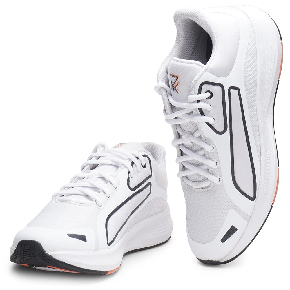 Leap7x Sports White Lacing Running Shoes For Men GRIPPER-1E By Liberty