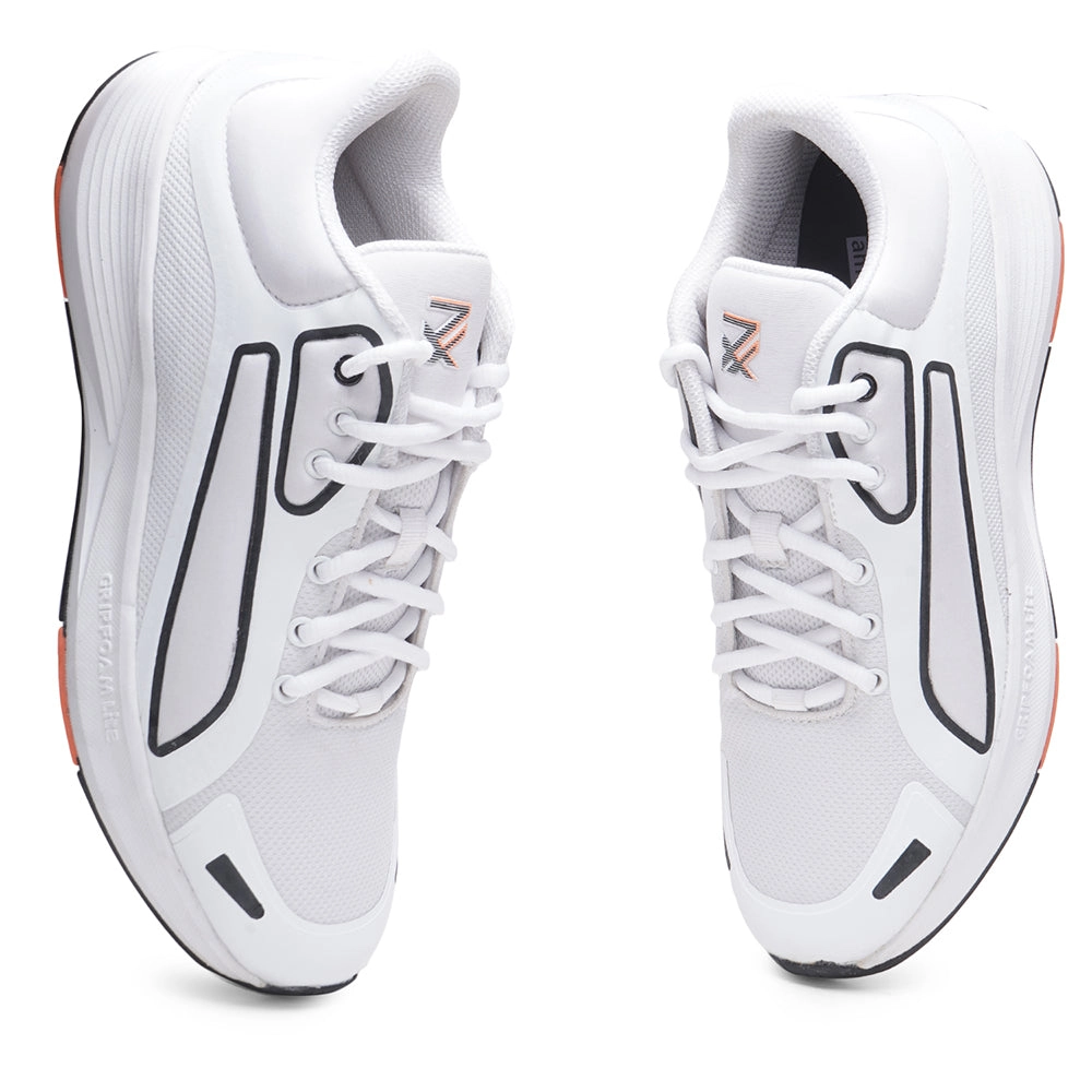 Leap7x Sports White Lacing Running Shoes For Men GRIPPER-1E By Liberty