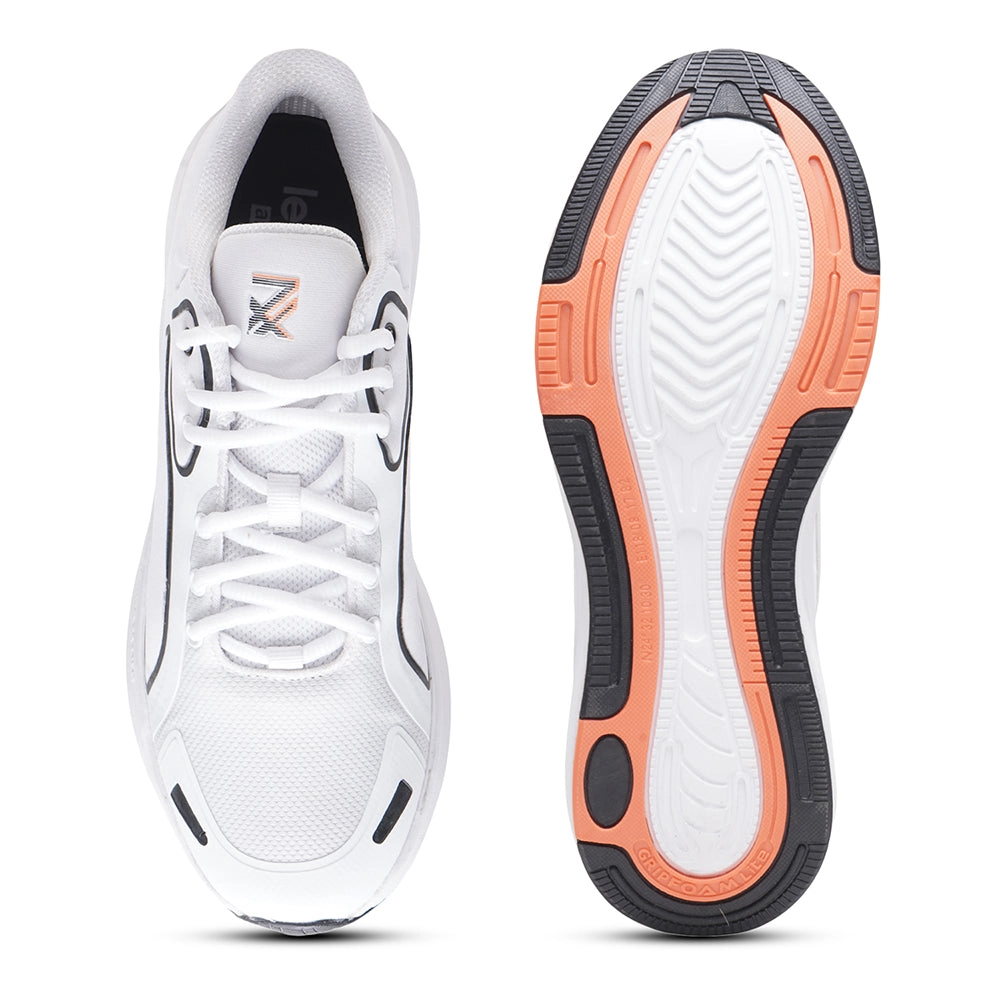 Leap7x Sports White Lacing Running Shoes For Men GRIPPER-1E By Liberty