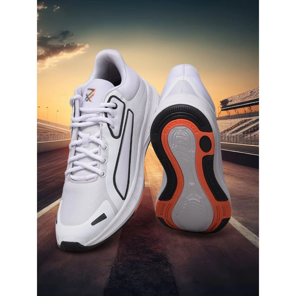 Leap7x Sports White Lacing Running Shoes For Men GRIPPER-1E By Liberty