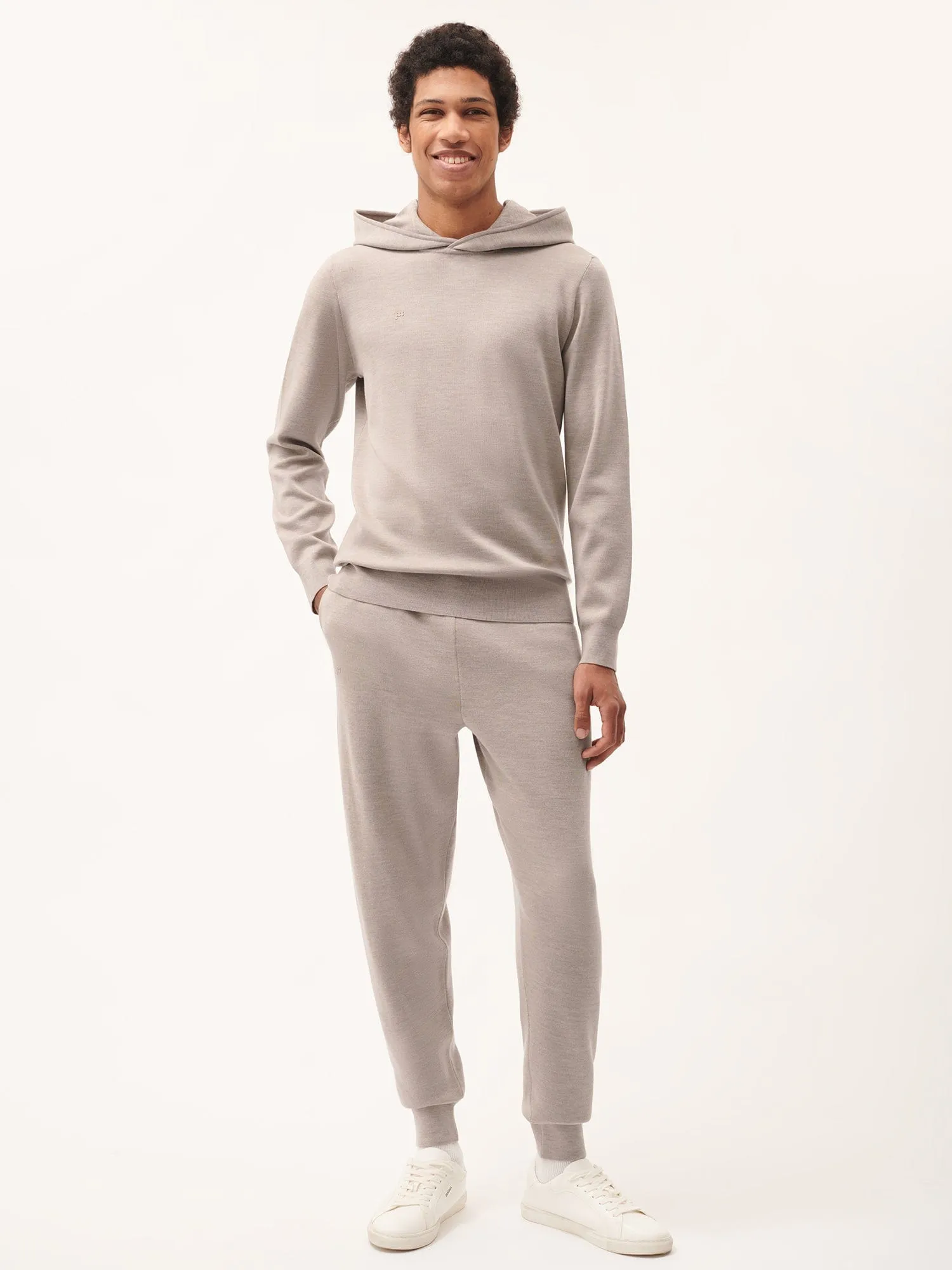 Mens DNA Regenerative Merino Wool Track Pants—stone marl