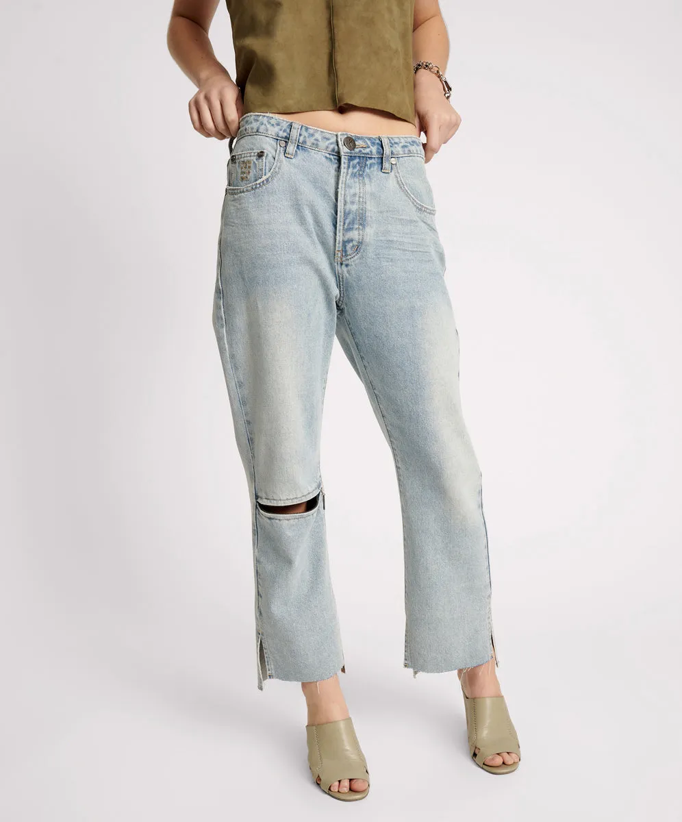 One Teaspoon Fleetwood Zipped Hooligans Mid Waist Relaxed Cropped Jean
