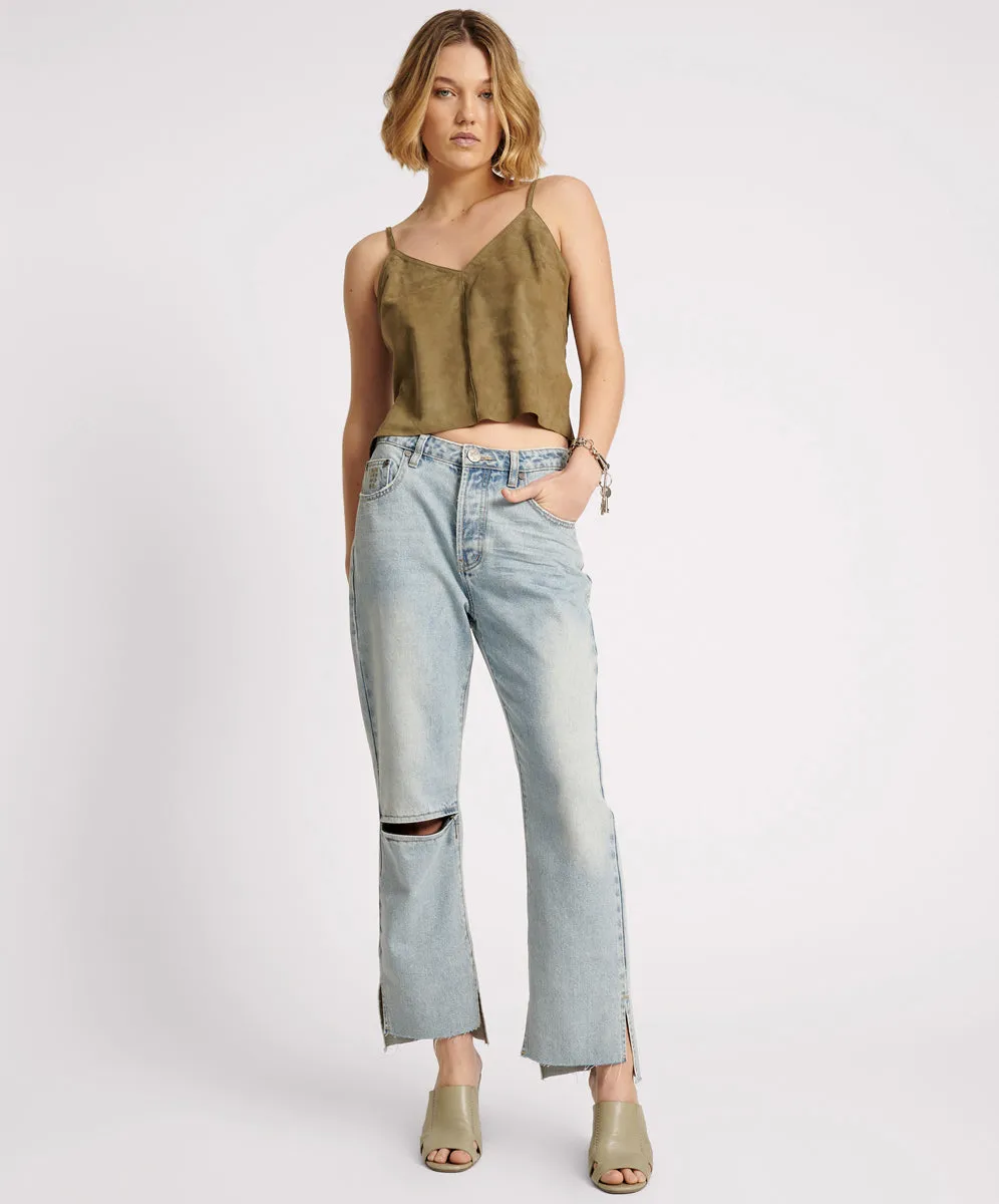 One Teaspoon Fleetwood Zipped Hooligans Mid Waist Relaxed Cropped Jean