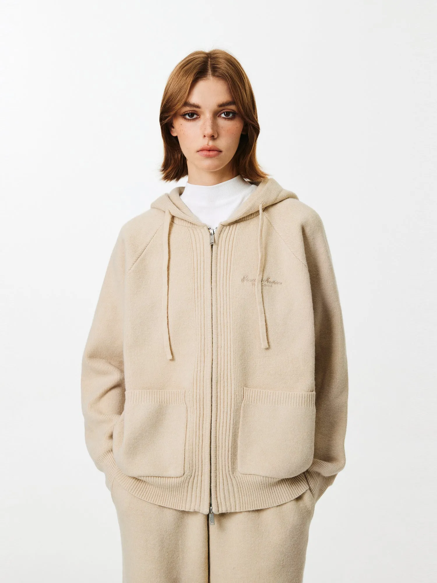 PCLP Wool Knit Set Hooded Sweater Cardigan