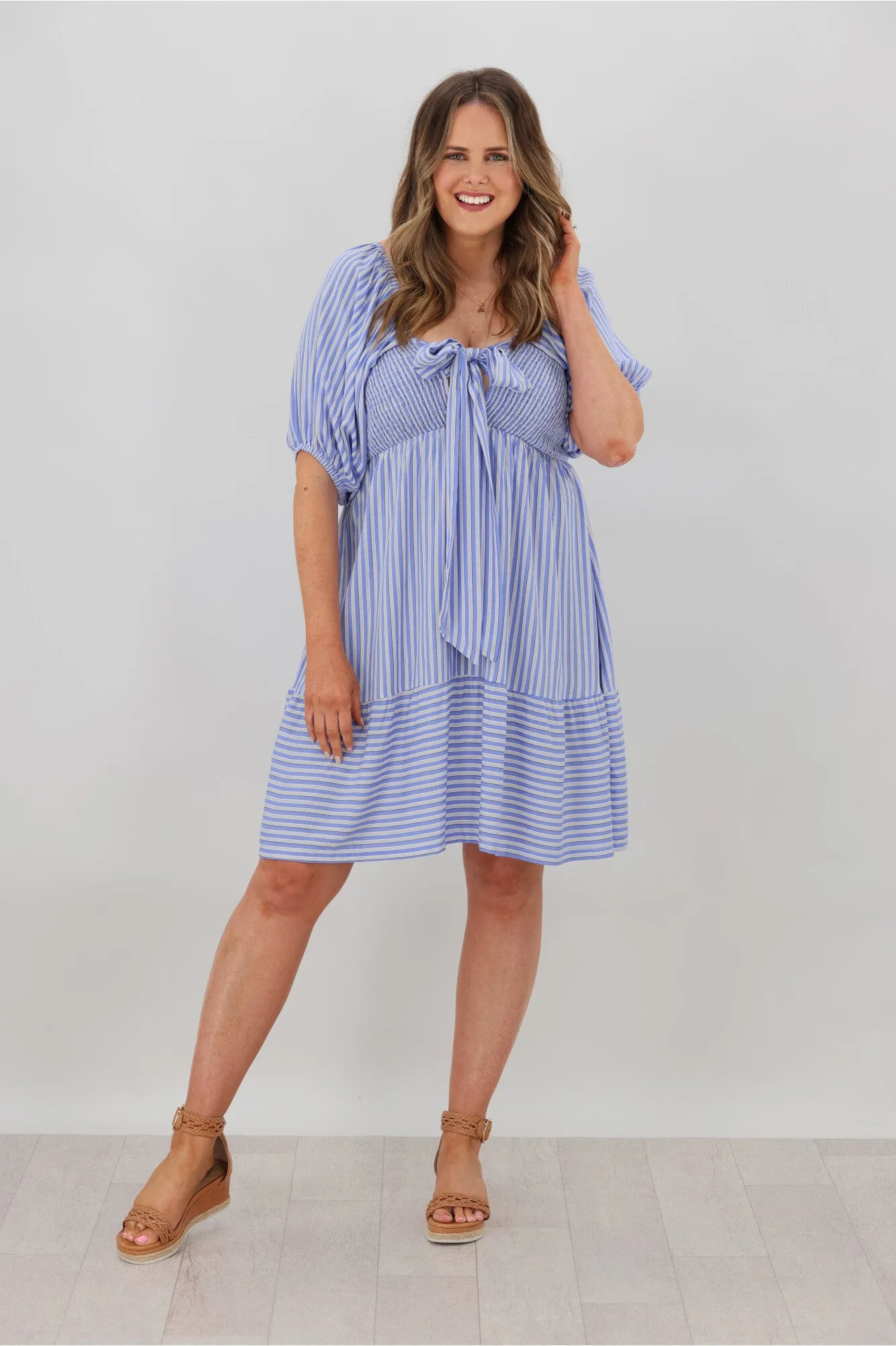 Salty Bright Bella Stripe Dress Blue