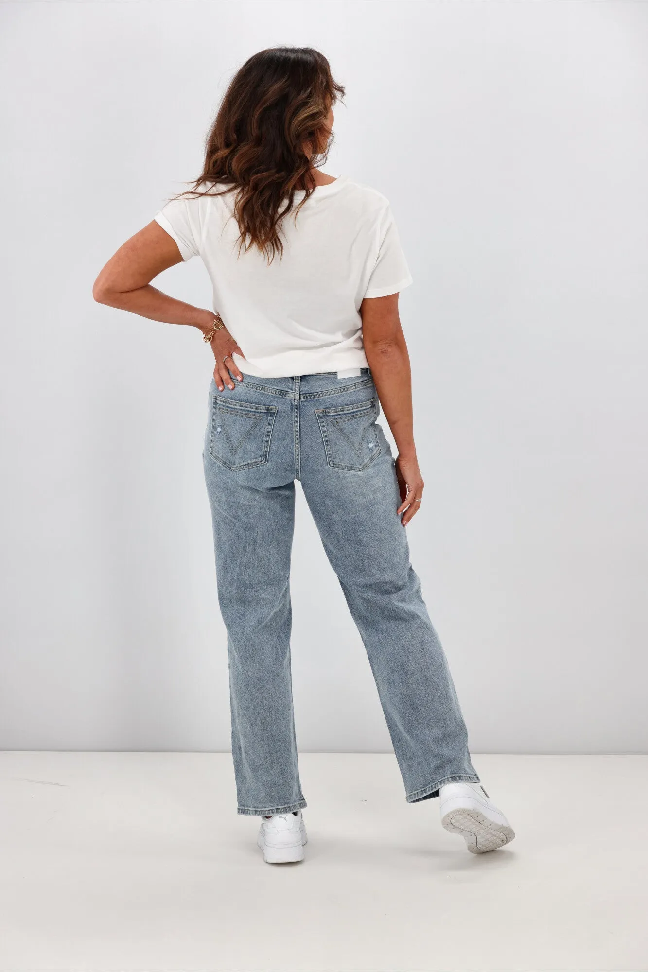 Shine On Label Francisco Distressed Relaxed Fit Jean Washed Blue