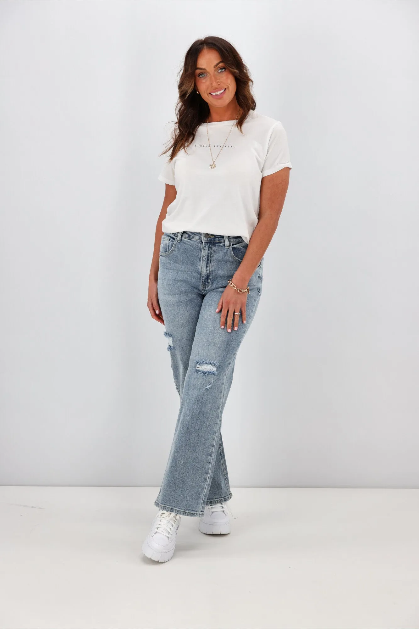Shine On Label Francisco Distressed Relaxed Fit Jean Washed Blue