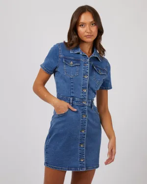 Silent Theory Shay Mini Dress Mid Blue