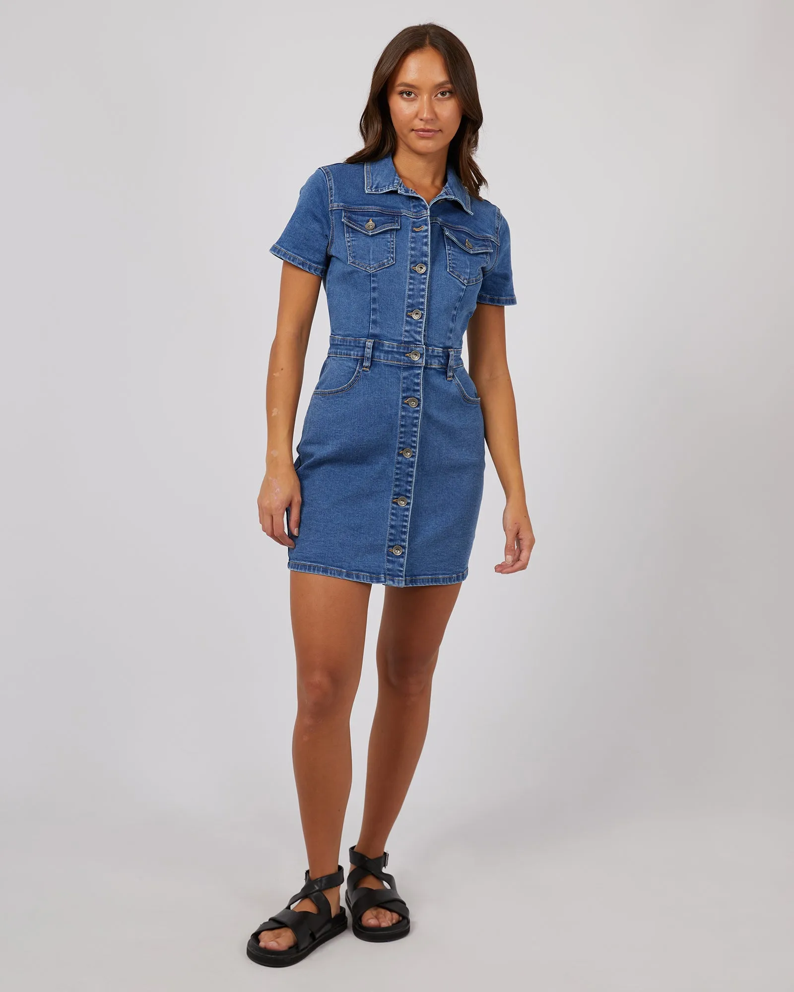 Silent Theory Shay Mini Dress Mid Blue