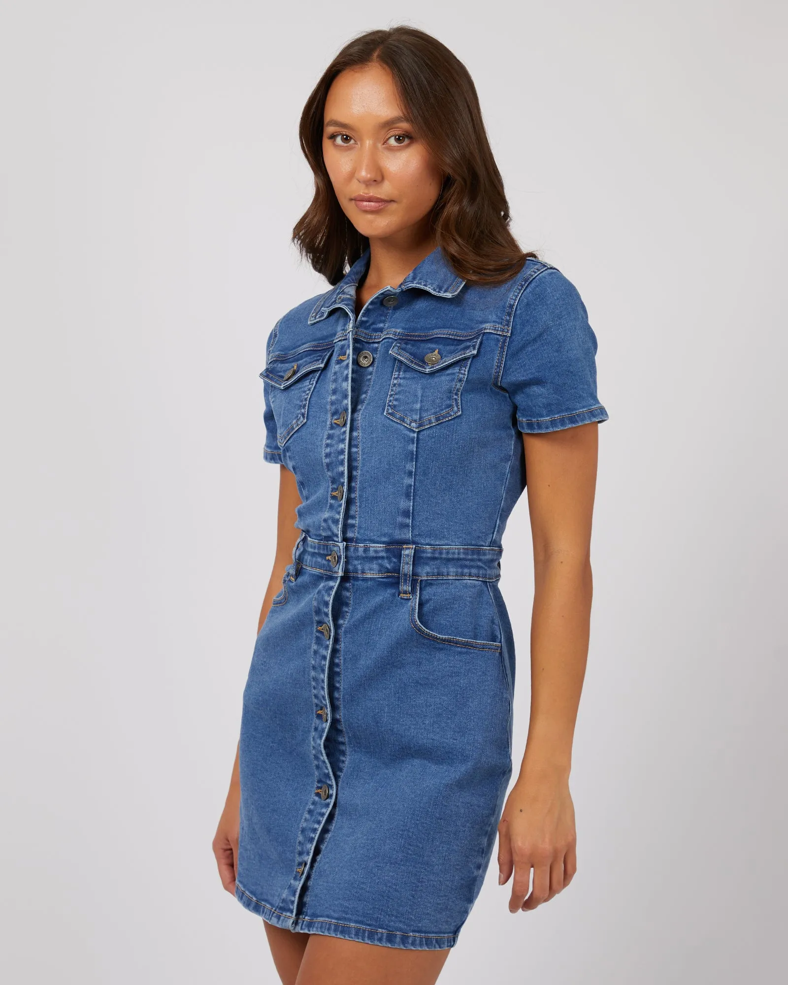 Silent Theory Shay Mini Dress Mid Blue