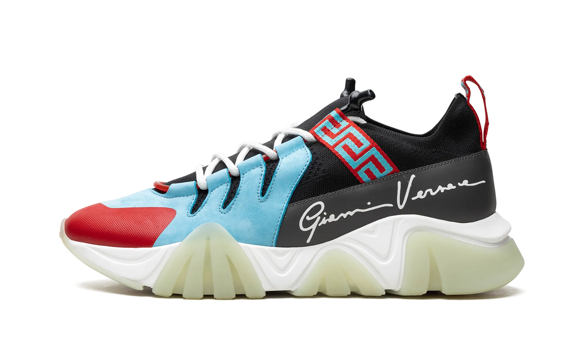 Squalo Knit Trainer "LIGHT BLUE / RED"