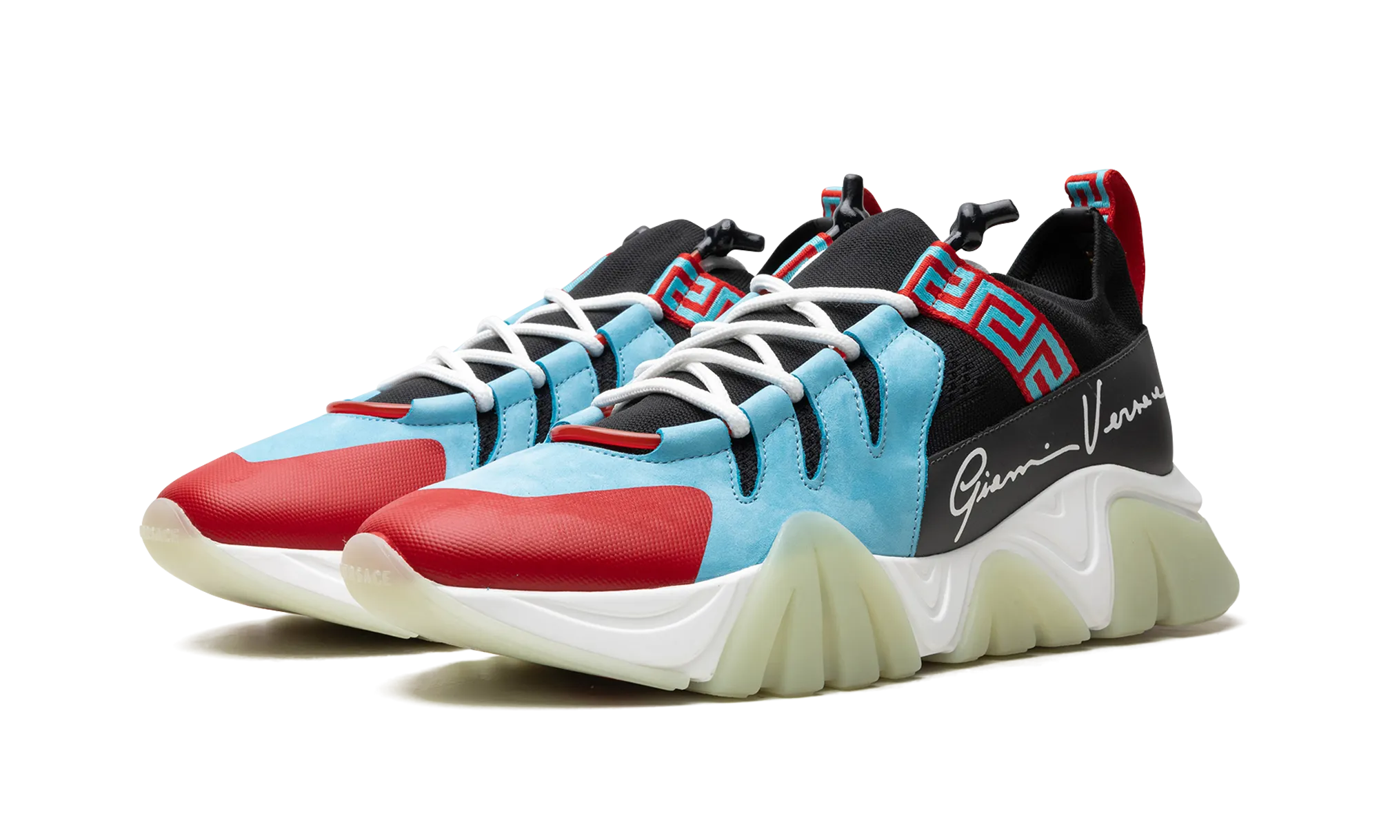 Squalo Knit Trainer "LIGHT BLUE / RED"