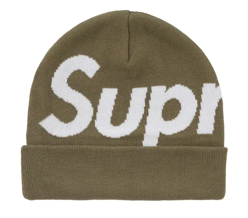 Supreme Big Logo Beanie "Light Olive"