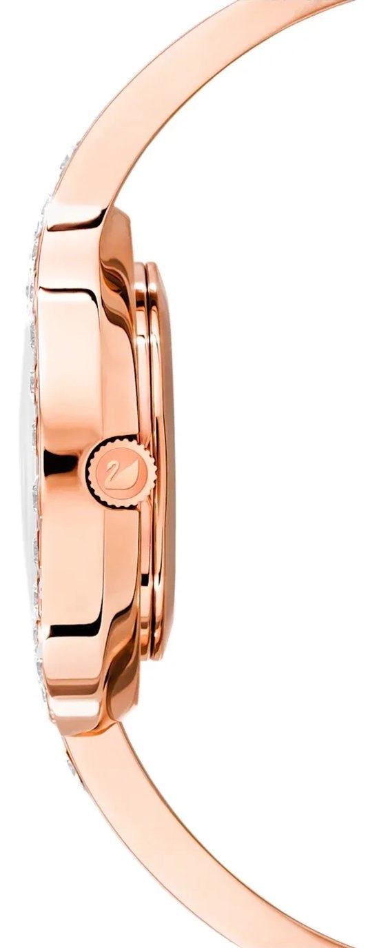 SWAROVSKI Crystal Authentic Lovely Crystals Bangle Watch, Metal Strap, Rose Gold Tone - High Class Stone Studded Swiss Made Timepiece Jewelry and Everyday Accessory for Women