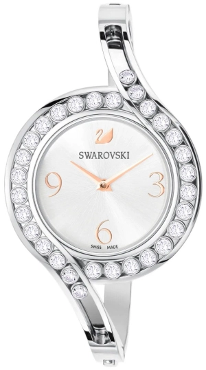SWAROVSKI Crystal Authentic Lovely Crystals Bangle Watch, Metal Strap, Silver Tone - High Class Stone Studded Swiss Made Timepiece Jewelry and Everyday Accessory for Women