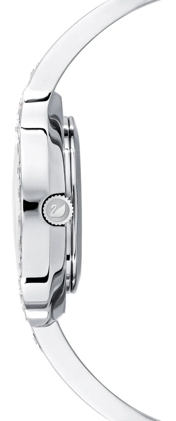 SWAROVSKI Crystal Authentic Lovely Crystals Bangle Watch, Metal Strap, Silver Tone - High Class Stone Studded Swiss Made Timepiece Jewelry and Everyday Accessory for Women