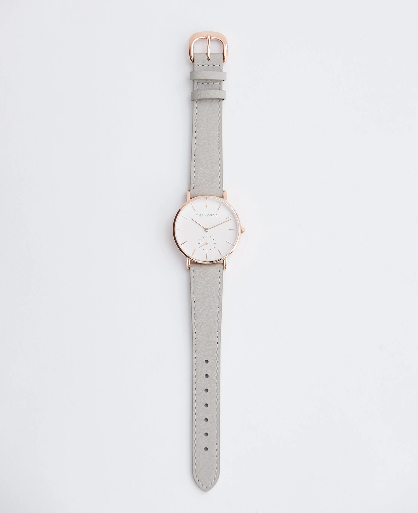 The Classic: Rose Gold Case / White Dial / Light Grey Leather