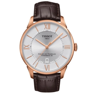 Tissot Chemin Des Tourelles Powermatic 80 Silver Dial 42mm Rose Gold PVD Steel Automatic Gents Watch T0994073603800