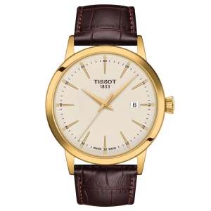 Tissot Classic Dream 42mm Ivory Dial Yellow Gold PVD Steel Quartz Gents Watch T1294103626100