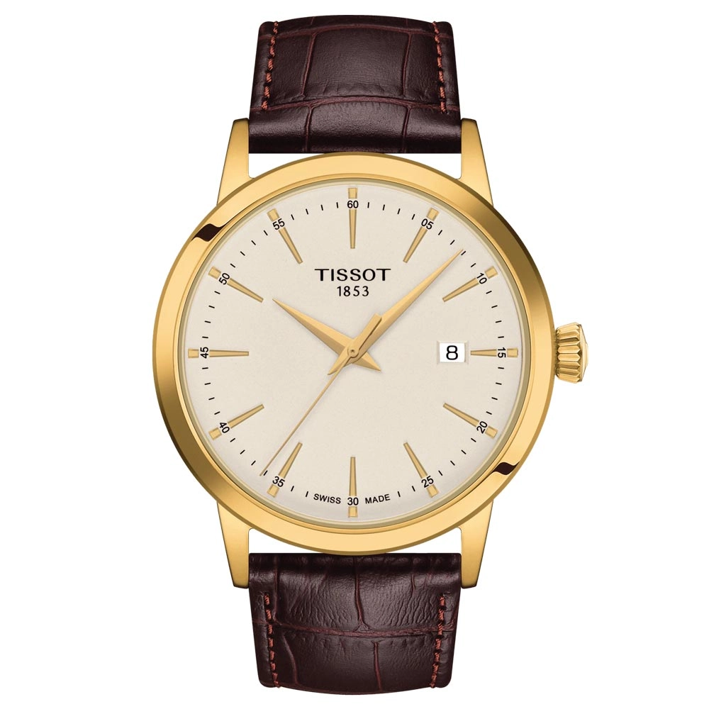 Tissot Classic Dream 42mm Ivory Dial Yellow Gold PVD Steel Quartz Gents Watch T1294103626100