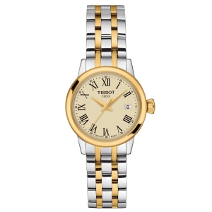 Tissot Classic Dream Lady 28mm Ivory Dial Yellow Gold PVD Steel Quartz Watch T1292102226300
