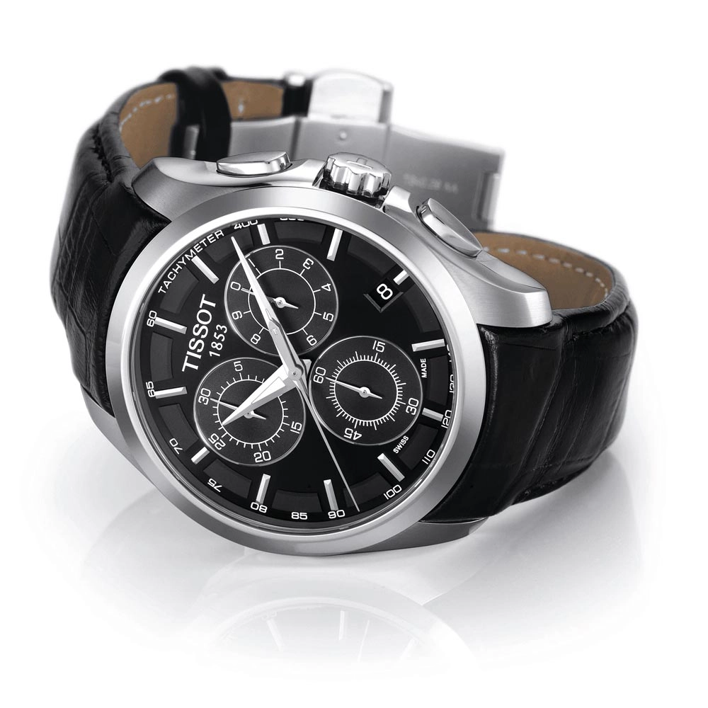 Tissot Couturier Chronograph 41mm Black Dial Quartz Gents Watch T0356171605100